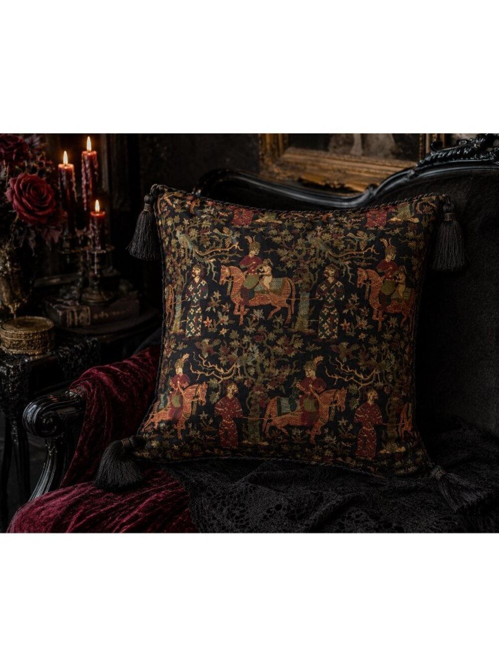 Waverly Persia Onyx Eastern Origins Fabric Sample Medieval Horseman Tapestry 27x